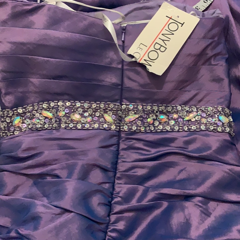 NWT Tony Bowls blue purple ombre beaded formal prom bridesmaid gown dress size 2 - Picture 9 of 9